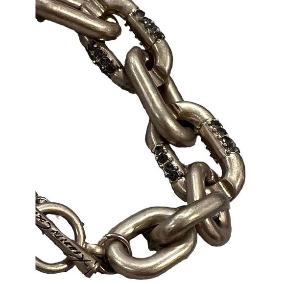 Kenneth Cole Matte Gold Tone Rhinestone Crystal Link Bracelet Toggle Closure - Picture 5 of 7